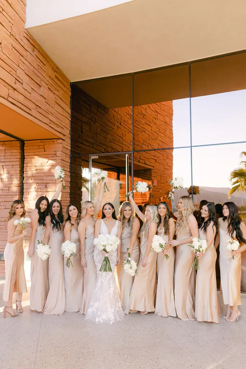 A bride and her party at her appointment